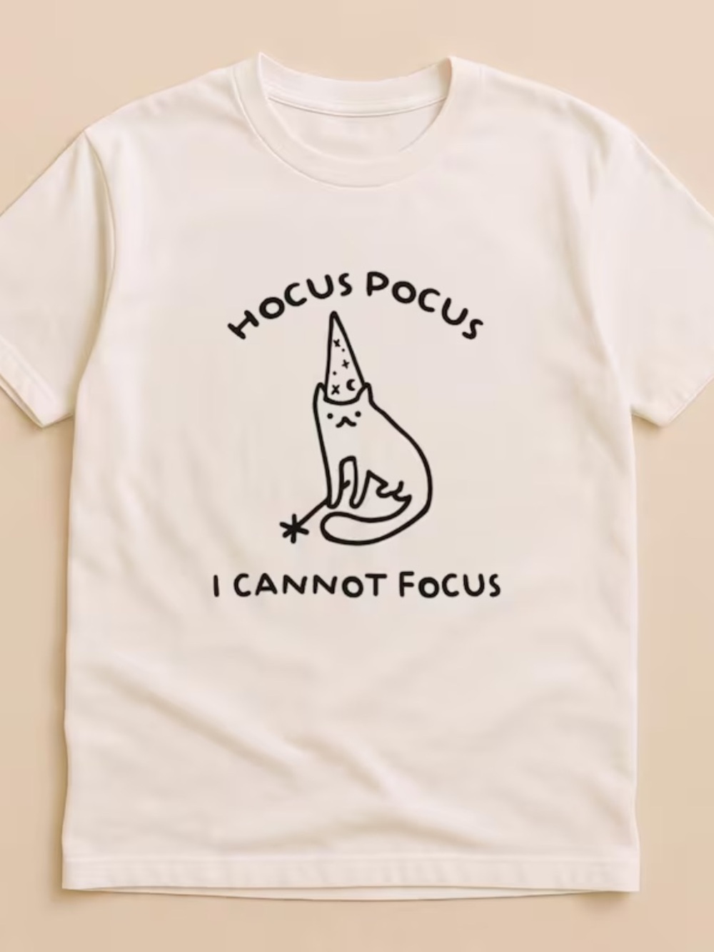 Funny Cat Graphic Tee - Vintage Hocus Pocus I Cannot Focus